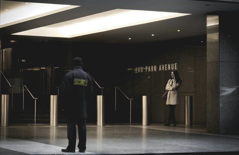 Security officer standing on duty